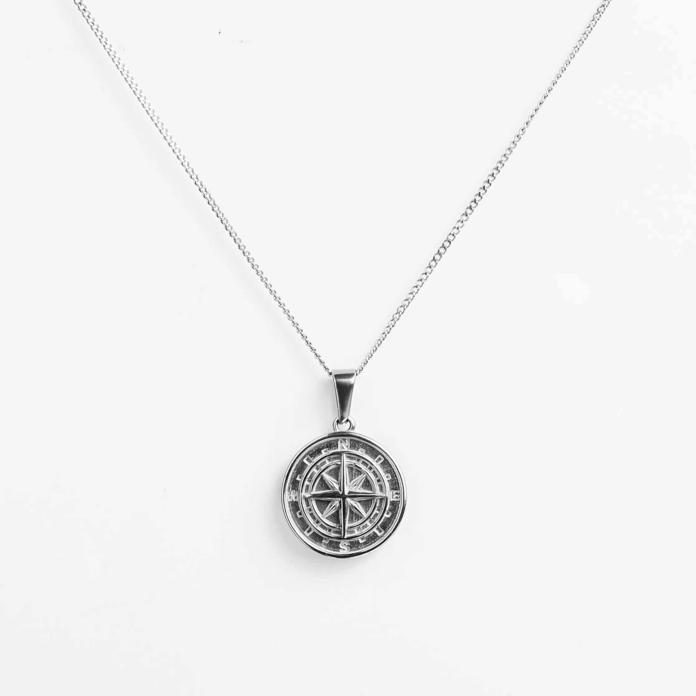 compass pendant silver