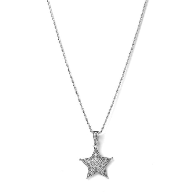 Iced Out Star Pendant (Silver)