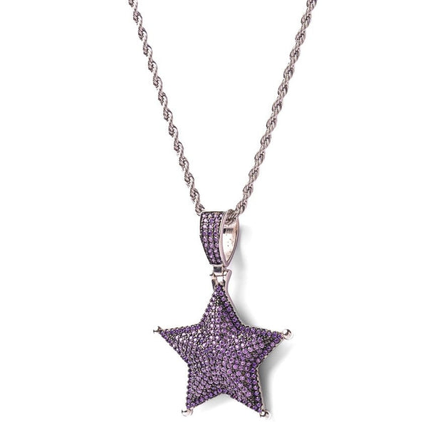 Iced Out Star Pendant (purple)