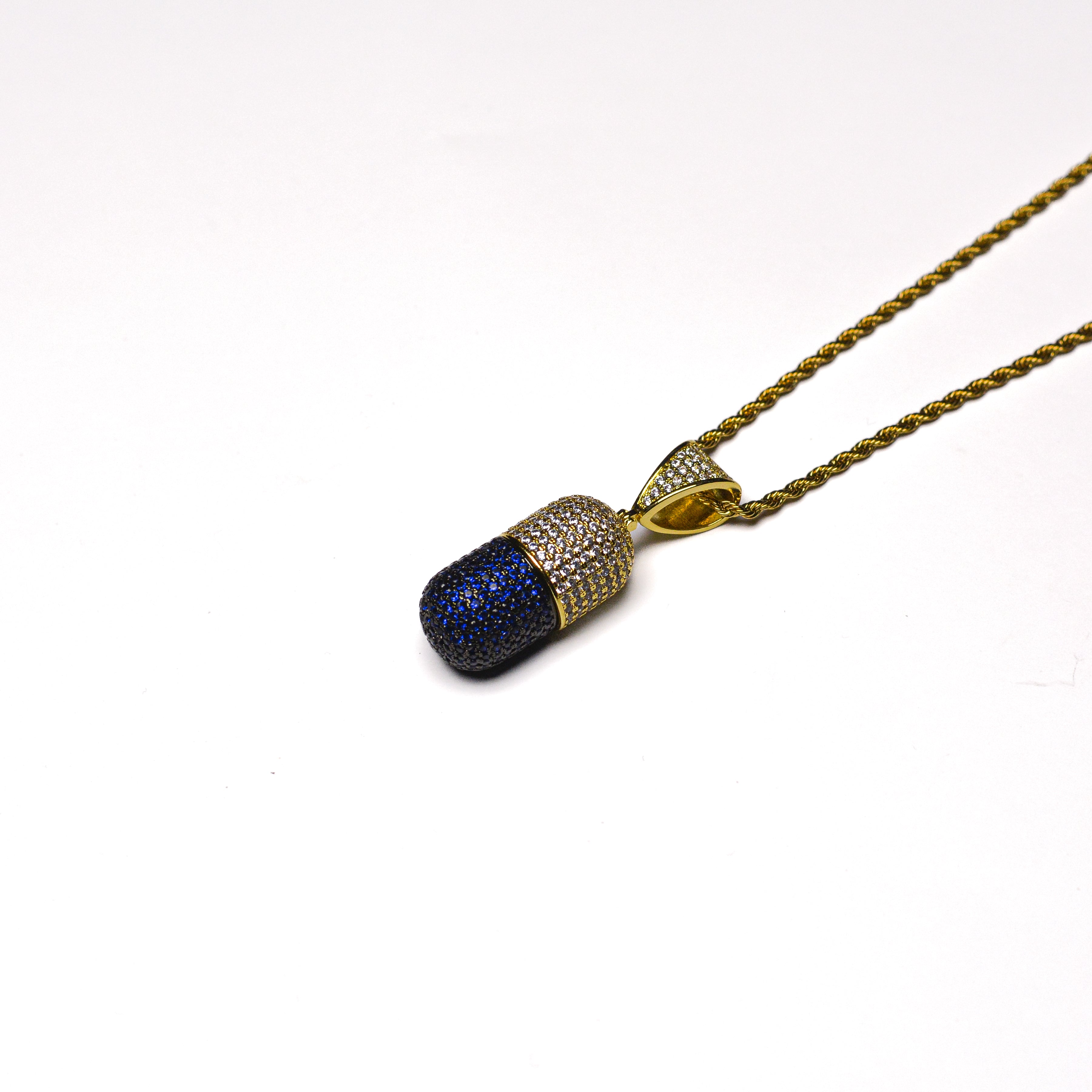 Iced Blue Pill Pendant