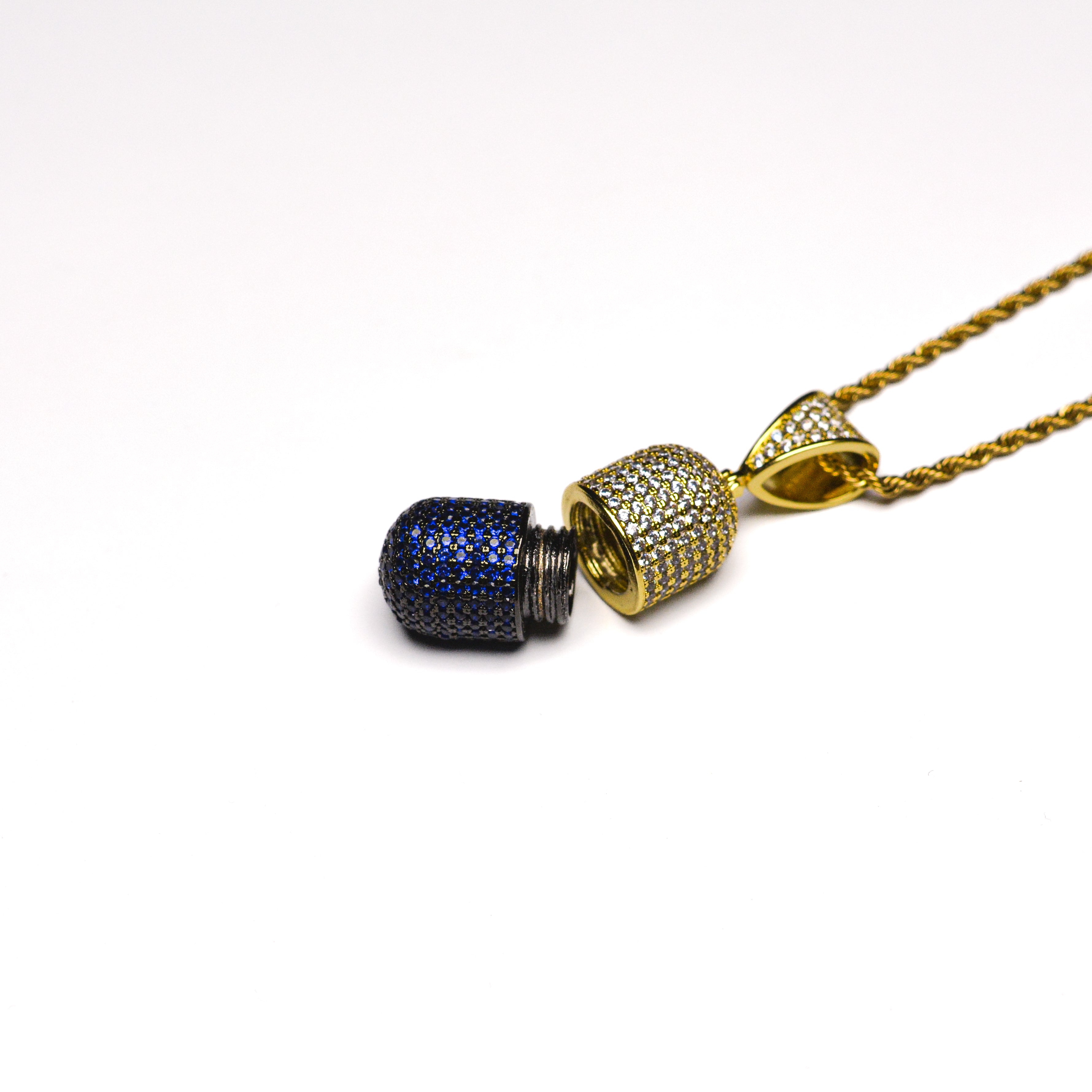 Iced Blue Pill Pendant