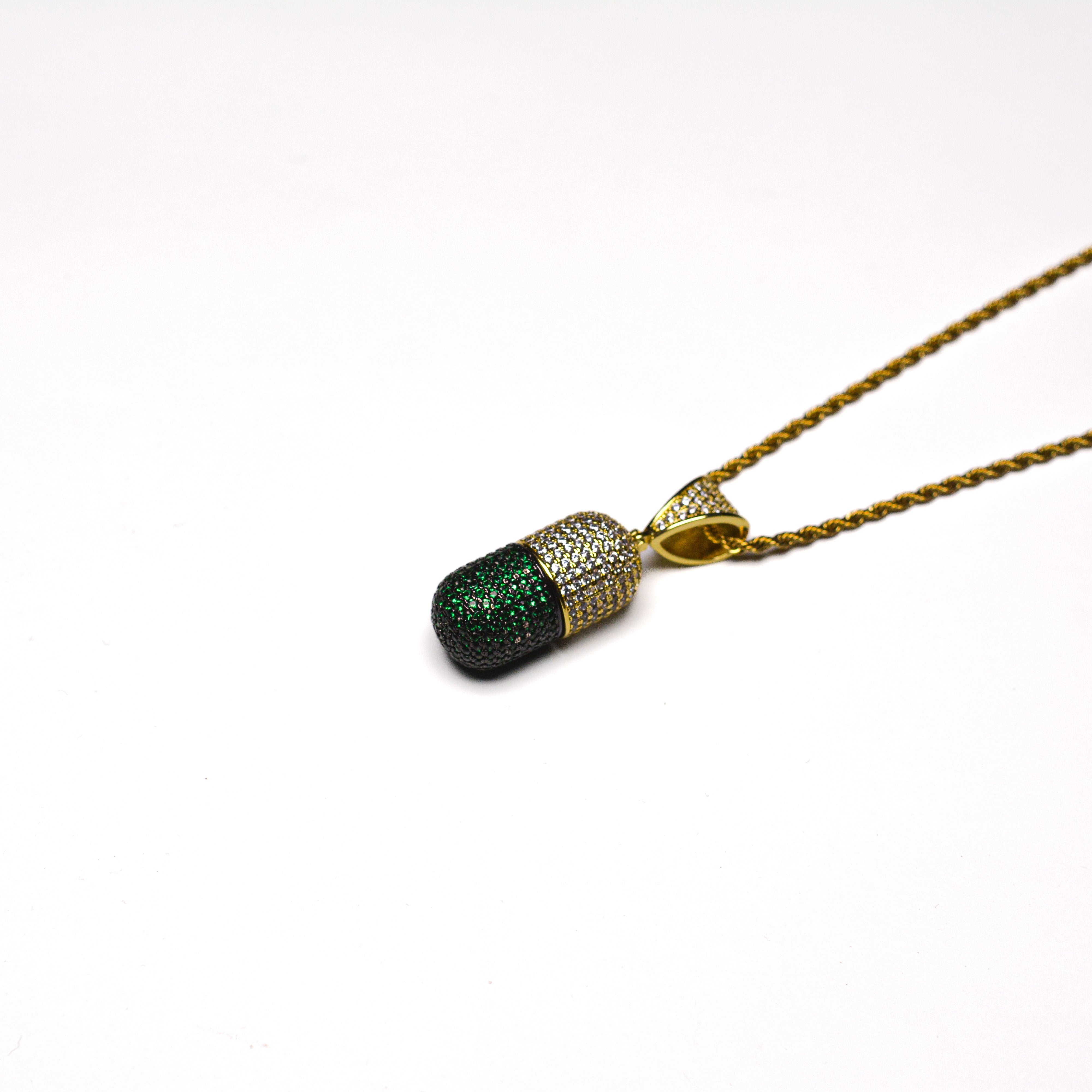 Iced Green Pill Pendant