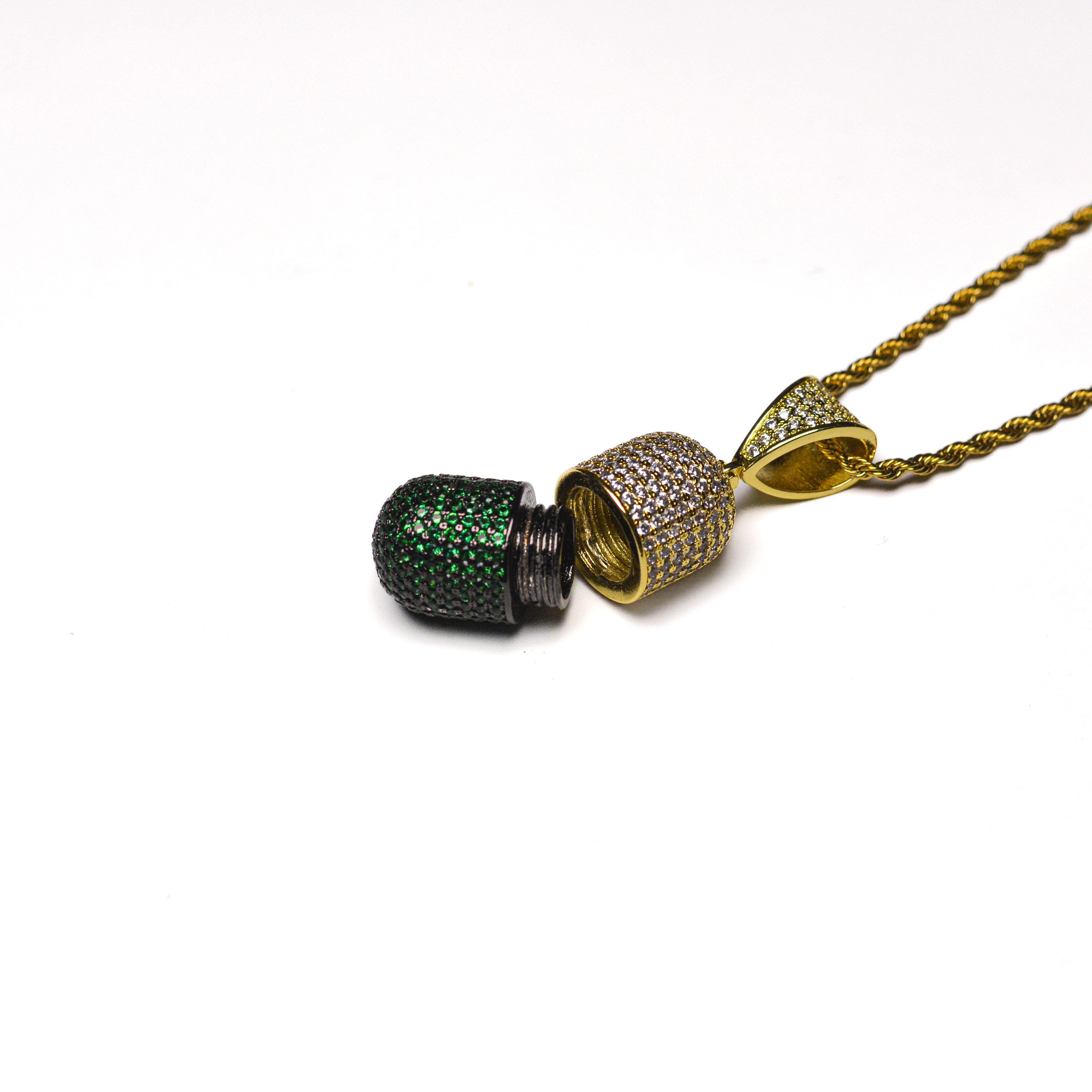 Iced Green Pill Pendant