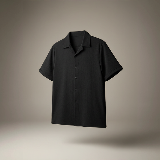 Crinkle Noir Cuban shirt